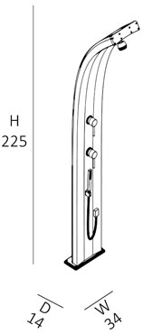 misure doccia solare dada curva